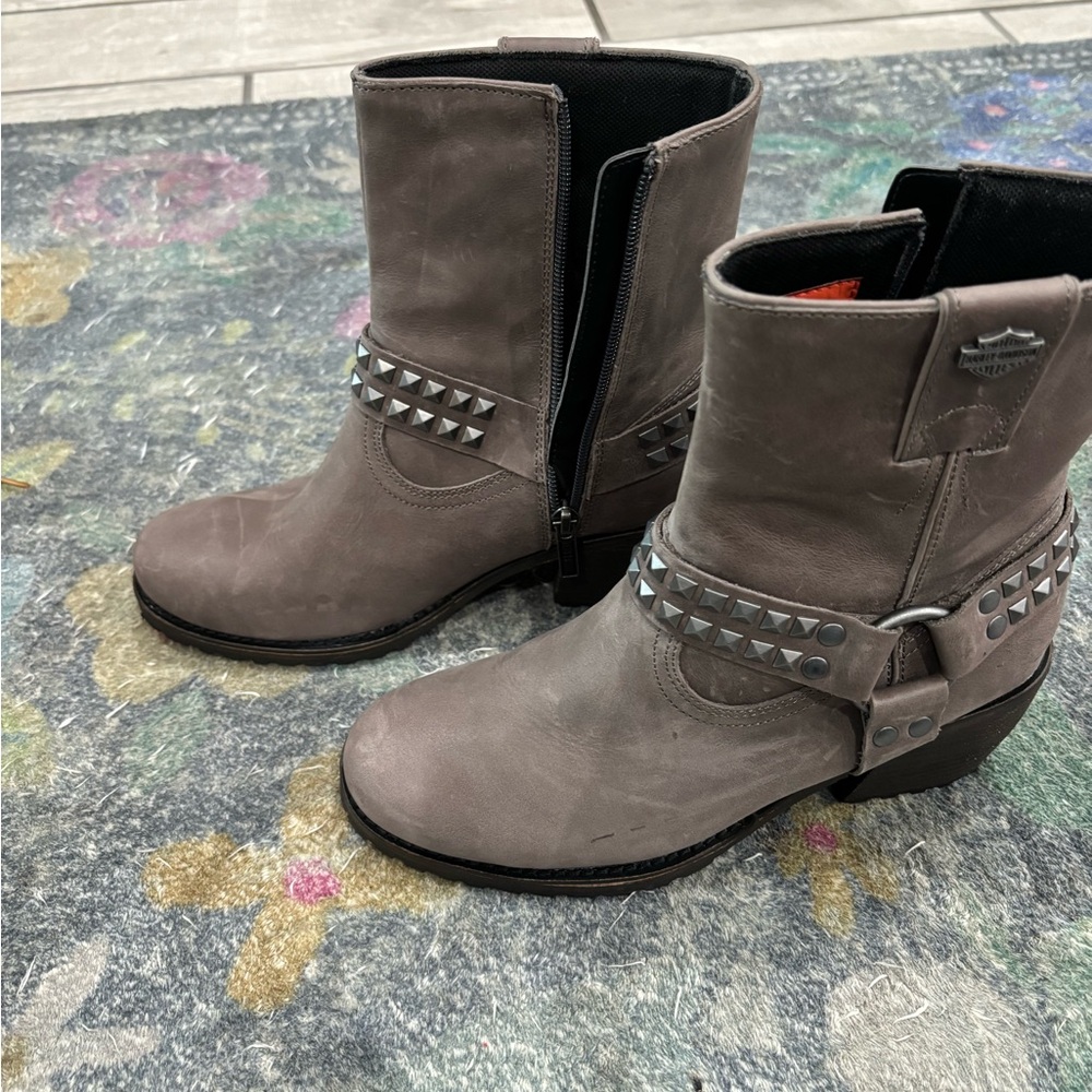 Harley-Davidson Women's Taupe Studded Moto Boots